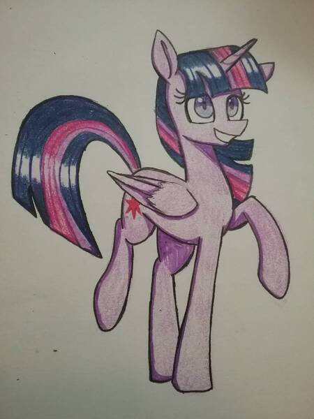 Size: 966x1288 | Tagged: safe, artist:ponime11, derpibooru import, twilight sparkle, twilight sparkle (alicorn), alicorn, pony, solo, traditional art