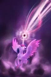 Size: 1024x1551 | Tagged: safe, artist:falling-stars-1, derpibooru import, twilight sparkle, twilight sparkle (alicorn), alicorn, pony, angry, cloud, magic, solo