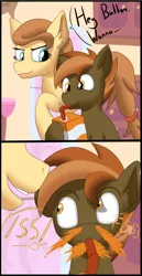 Size: 1302x2533 | Tagged: suggestive, artist:foxkai, derpibooru import, button mash, oc, oc:cream heart, buttoncest, canon x oc, female, hey kid you wanna ss?, implied incest, incest, juice, juice box, male, meme, mother and child, mother and son, shipping, /ss/, straight, straight shota