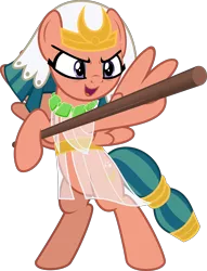 Size: 5352x6990 | Tagged: safe, artist:jhayarr23, derpibooru import, idw, somnambula, pegasus, pony, legends of magic, spoiler:comic, spoiler:comiclom5, absurd resolution, bipedal, clothes, female, hoof hold, hope (pole), mare, pole, simple background, smiling, solo, staff, stick, transparent background, vector