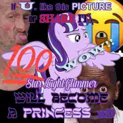 Size: 500x500 | Tagged: safe, artist:bigrigs, derpibooru import, starlight glimmer, alicorn, pony, unicorn, alicornified, dank memes, exploitable meme, glimmerposting, low quality, meme, needs more jpeg, princess starlight glimmer, race swap, shitposting, starlicorn, this will end in communism, wow!, xd, xk-class end-of-the-world scenario, 💯, 😭