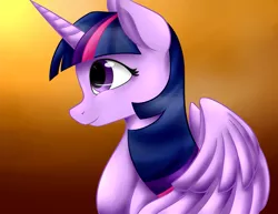 Size: 1600x1236 | Tagged: safe, artist:firepetalfox, derpibooru import, twilight sparkle, twilight sparkle (alicorn), alicorn, pony, bust, portrait, side view, smiling, solo, spread wings, wings