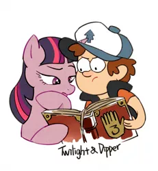 Size: 437x473 | Tagged: safe, artist:thorax9241, artist:腔 子, derpibooru import, twilight sparkle, crossover, diplight, dipper pines, female, gravity falls, image, jpeg, male, mare, simple background, white background