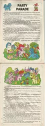 Size: 720x2000 | Tagged: safe, derpibooru import, official, baby heart throb, baby lickety split, baby lofty, baby lucky, majesty, spike (g1), comic:my little pony (g1), g1, baby lofty can't fly, brought to life, dawwww, food, happy go lucky, hat, horn, jello, jelly, jelly jester (character), nice hat, party parade, present, story, twirled her magic horn, wish magic