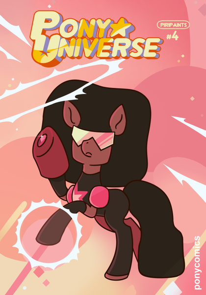 Size: 576x822 | Tagged: safe, artist:piripaints, derpibooru import, ponified, earth pony, pony, clothes, comic cover, cool, crossover, female, garnet (steven universe), mare, reference, solo, steven universe, sunglasses