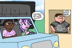 Size: 940x630 | Tagged: artist:nootaz, big smoke, crossing the memes, crossover, derpibooru import, family guy, grand theft auto, gta san andreas, loss (meme), meme, op is on drugs, peter griffin, safe, starlight glimmer, this is epic, vulgar, wow! glimmer