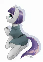 Size: 2039x2894 | Tagged: safe, artist:bbtasu, derpibooru import, boulder (pet), maud pie, earth pony, pony, clothes, female, mare, rock, simple background, white background