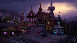 Size: 1920x1080 | Tagged: alicorn, architecture, artist:1jaz, background, carousel boutique, darkest dungeon, derpibooru import, fluttershy's cottage, ponyville, ponyville schoolhouse, ponyville town hall, safe, scenery, scenery porn, sugarcube corner, sweet apple acres, the hamlet, town hall, train station, trixie's wagon, twilight's castle, twilight sparkle, twilight sparkle (alicorn), video game