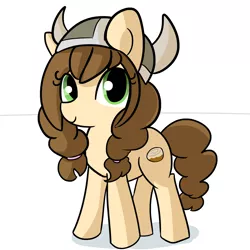 Size: 1650x1650 | Tagged: safe, artist:tjpones, derpibooru import, oc, oc:tvælåt, unofficial characters only, earth pony, pony, braid, braided tail, female, helmet, horned helmet, mare, patreon, patreon reward, simple background, smiling, solo, viking helmet, white background