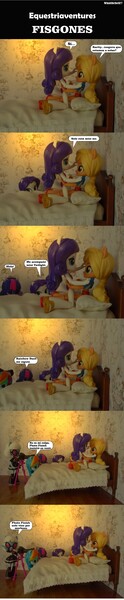 Size: 843x4082 | Tagged: safe, artist:whatthehell!?, derpibooru import, applejack, photo finish, rainbow dash, rarity, sci-twi, twilight sparkle, equestria girls, equestria girls series, bed, bedroom, camera, clothes, cute, doll, equestria girls minis, eqventures of the minis, female, irl, lesbian, photo, ponied up, rarijack, sandals, shipping, spanish, stars, swimsuit, toy, ultra minis