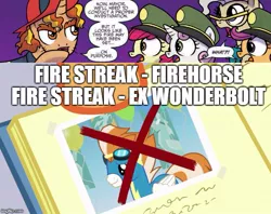 Size: 629x499 | Tagged: safe, derpibooru import, apple bloom, fire streak, fire streak (idw), mayor mare, scootaloo, sweetie belle, pony, spoiler:comic, firefighter, wonderbolts