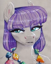 Size: 900x1125 | Tagged: anthro, artist:earthsong9405, bust, candy, derpibooru import, female, food, jewelry, maud pie, maud pie (episode), necklace, portrait, rock candy, rock candy necklace, safe, solo, traditional art