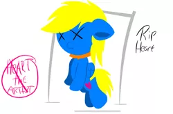 Size: 3072x2010 | Tagged: artist needed, semi-grimdark, derpibooru import, oc, oc:heart cake, pegasus, pony, dead, hanging, hanging (by neck), noose, simple background, solo, white background, x eyes