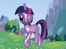 Size: 1200x900 | Tagged: 3d, 3d pony creator, alicorn, derpibooru import, female, mare, one eye closed, pony creator, ponylumen, safe, solo, twilight sparkle, twilight sparkle (alicorn), wink
