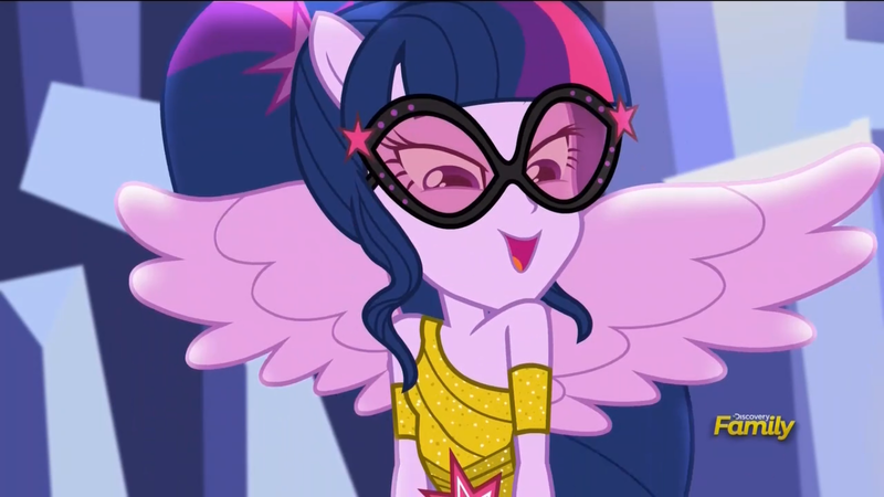 Size: 1366x768 | Tagged: safe, derpibooru import, screencap, sci-twi, twilight sparkle, dance magic, equestria girls, spoiler:eqg specials, >:d, dance magic (song), scitwilicorn, smiling, smirk, solo, spread wings, wings