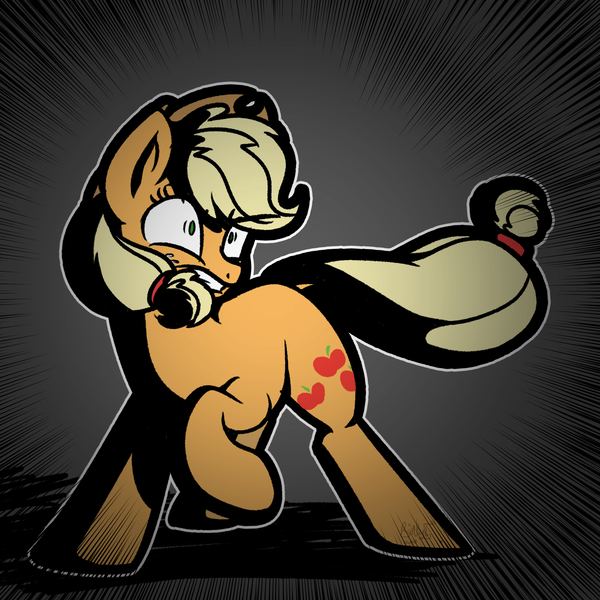 Size: 2000x2000 | Tagged: safe, artist:binkyt11, derpibooru import, applejack, earth pony, pony, action, angry, applejack's hat, atg 2018, cowboy hat, empty eyes, female, gritted teeth, hat, mare, medibang paint, newbie artist training grounds, no pupils, solo, speed lines, stetson