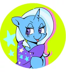 Size: 720x792 | Tagged: safe, artist:asg, derpibooru import, trixie, pony, unicorn, :p, clothes, female, hat, looking at you, mare, silly, solo, tongue out, trixie's hat