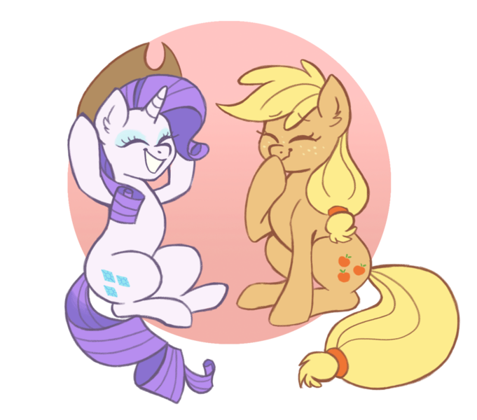 Size: 1658x1460 | Tagged: safe, artist:lemon-deadly, derpibooru import, applejack, rarity, earth pony, pony, unicorn, accessory swap, applejack's hat, cowboy hat, cute, eyes closed, female, hat, lesbian, mare, rarijack, shipping, simple background, transparent background