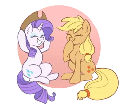 Size: 1658x1460 | Tagged: safe, artist:lemon-deadly, derpibooru import, applejack, rarity, earth pony, pony, unicorn, accessory swap, applejack's hat, cowboy hat, cute, eyes closed, female, hat, lesbian, mare, rarijack, shipping, simple background, transparent background