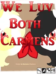 Size: 3000x4000 | Tagged: artist:euspuche, comic, comic cover, comic:we luv both carmens, cover page, derpibooru import, flower, looking at each other, oc, oc:carmen garcía, oc:liliya krasnyy, safe