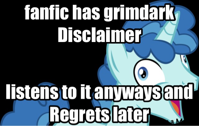 Size: 640x408 | Tagged: safe, derpibooru import, party favor, pony, black background, caption, exploitable meme, i didn't listen, image macro, male, meme, simple background, solo, stallion, text