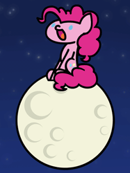 Size: 365x487 | Tagged: safe, artist:flutterluv, derpibooru import, pinkie pie, surprise, earth pony, pony, series:flutterluv's full moon, :d, animated, blood moon, eclipse, female, full moon, happy, lunar eclipse, mare, moon, night, open mouth, sitting, smiling, solo, stars, tangible heavenly object, wat
