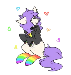 Size: 702x743 | Tagged: safe, artist:flamekitties, derpibooru import, oc, oc:maxie (ice1517), unofficial characters only, earth pony, pony, bracelet, clothes, commission, cute, ear piercing, earring, eyes closed, female, freckles, gay pride, gay pride flag, heart, hoodie, jewelry, lgbt, mare, piercing, pride, pride flag, pride socks, rainbow socks, simple background, socks, solo, striped socks, transparent background