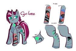 Size: 1500x1000 | Tagged: safe, artist:queenofvipers, derpibooru import, oc, oc:cyclone (ice1517), unofficial characters only, alicorn, bat pony, bat pony alicorn, pony, icey-verse, alicorn oc, bat wings, female, horn, magical lesbian spawn, mare, next generation, offspring, parent:oc:elizabat stormfeather, parent:tempest shadow, parents:canon x oc, parents:stormshadow, simple background, solo, tattoo, transparent background, wings