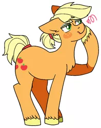 Size: 720x913 | Tagged: safe, artist:/d/non, derpibooru import, applejack, earth pony, pony, applejack (male), eyeshadow, lipstick, makeup, male, rule 63, simple background, solo, stallion