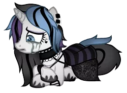 Size: 1053x767 | Tagged: safe, artist:angelofthewisp, derpibooru import, oc, oc:sugar skull (angelofthewisp), pony, unicorn, clothes, crying, female, mare, simple background, skirt, solo, transparent background