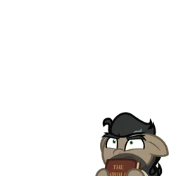 Size: 938x938 | Tagged: safe, artist:binkyt11, derpibooru import, doctor caballeron, earth pony, pony, :c, >:c, book, concerned, frown, inkscape, looking up, male, simple background, solo, stallion, stubble, the bibble, transparent background, vector