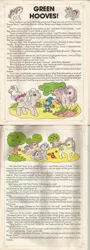Size: 720x2000 | Tagged: apple, applejack (g1), baby blossom, baby cotton candy, comic:my little pony (g1), derpibooru import, earth pony magic, flower, food, g1, green, green hooves!, hard work, heavy hooves, official, official comic, paint, patience, pinwheel, pixie, pony feathers, posey, safe, skyblue the pixie painter, story, that pony sure does love apples, that pony sure does love flowers
