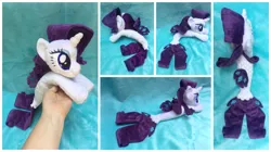 Size: 1600x894 | Tagged: safe, artist:equinepalette, derpibooru import, rarity, seapony (g4), unicorn, beanie (plushie), female, hand, irl, photo, plushie, prone, seaponified, seapony rarity, solo, species swap