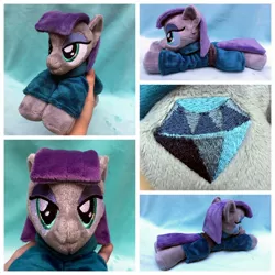 Size: 1600x1600 | Tagged: safe, artist:equinepalette, derpibooru import, maud pie, earth pony, pony, beanie (plushie), clothes, dress, female, hand, irl, mare, photo, plushie, prone, smiling, solo, when she smiles, wrong cutie mark