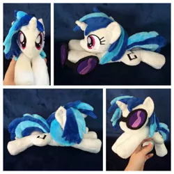 Size: 1600x1600 | Tagged: safe, artist:equinepalette, derpibooru import, vinyl scratch, pony, unicorn, beanie (plushie), female, glasses, hand, irl, mare, photo, plushie, prone, solo