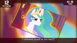 Size: 854x480 | Tagged: cinemare sins, derpibooru import, edit, edited screencap, princess celestia, safe, screencap, smiling, smirk, twilight's kingdom, uselesstia, yo dawg