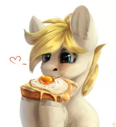 Size: 1542x1688 | Tagged: safe, artist:moonwolfpony, derpibooru import, pony, cheese, egg (food), food, fried egg, heart, solo
