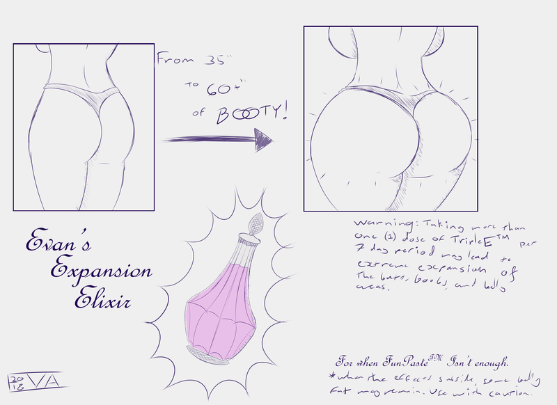 Size: 5500x4000 | Tagged: advertisement, anthro, artist:evan555alpha, big breasts, bottle, breasts, butt, butt expansion, clothes, derpibooru import, evan's expansion elixir, female, fun paste, growth, huge breasts, huge butt, large butt, nudity, panties, partial color, queen chrysalis, questionable, sketch, solo, solo female, text, thong, underwear