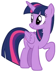 Size: 5808x7536 | Tagged: safe, artist:andoanimalia, derpibooru import, twilight sparkle, twilight sparkle (alicorn), alicorn, pony, fake it 'til you make it, absurd resolution, female, mare, raised hoof, simple background, solo, transparent background, vector