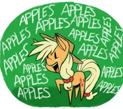 Size: 500x441 | Tagged: safe, artist:fauxsquared, derpibooru import, part of a set, applejack, earth pony, pony, apple, applejack's hat, applenese, cowboy hat, female, food, freckles, hat, mare, solo, that pony sure does love apples, trixie is magic