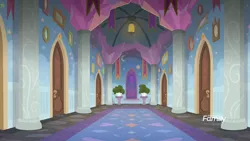 Size: 1920x1080 | Tagged: background, derpibooru import, discovery family logo, doors, hallway, indoors, no pony, potted plant, safe, school of friendship, screencap, student quarters, the hearth's warming club