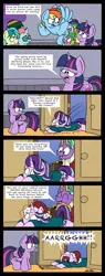 Size: 1768x4670 | Tagged: safe, artist:bobthedalek, derpibooru import, firelight, ocellus, rainbow dash, sandbar, spike, starlight glimmer, twilight sparkle, twilight sparkle (alicorn), alicorn, earth pony, pegasus, pony, unicorn, the hearth's warming club, adorable distress, christmas, clothes, coat, comic, cute, father and child, father and daughter, fathers gonna father, female, hat, holiday, male, overreacting, santa hat, scarf, screaming, suitcase
