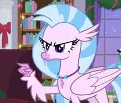 Size: 746x638 | Tagged: classical hippogriff, derpibooru import, hippogriff, safe, screencap, silverstream, silverstream is not amused, solo, the hearth's warming club, unamused