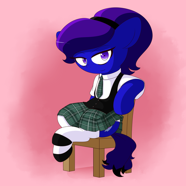 Size: 3500x3500 | Tagged: artist:fullmetalpikmin, bedroom eyes, clothes, come hither, commission, cute, derpibooru import, lewd, oc, oc:bedpan(ivy), schoolgirl, suggestive