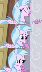 Size: 500x849 | Tagged: cute, derpibooru import, diastreamies, emotional spectrum, happy, hippogriff, reaction image, sad, safe, screencap, silverstream, solo, the hearth's warming club