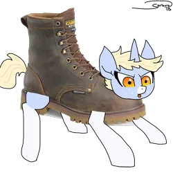 Size: 1500x1500 | Tagged: safe, artist:soctavia, derpibooru import, oc, oc:nootaz, pony, unicorn, angry, boot, freckles, not salmon, simple background, socks (coat marking), tongue out, transparent background, wat