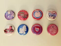 Size: 1280x960 | Tagged: badge, button, derpibooru import, g3, my little pony logo, pinkie pie (g3), safe, toy fair