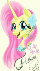 Size: 1200x2133 | Tagged: safe, artist:theroyalprincesses, derpibooru import, fluttershy, pony, unicorn, leak, spoiler:g5, female, fluttershy (g5), g5, mare, open mouth, solo