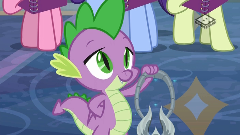Size: 1024x576 | Tagged: amulet, amulet of aurora, azurantium, boomerang (tv channel), derpibooru import, dragon, jewelry, male, safe, screencap, solo focus, spike, the end in friend, winged spike