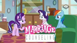 Size: 1023x575 | Tagged: bandana, boomerang (tv channel), boots, caption, clothes, couch, derpibooru import, edit, edited screencap, expand dong, exploitable meme, female, glitter boots, image macro, lesbian, meme, rainbow dash, raridash, rarity, safe, screencap, shipping, shoes, starlight glimmer, starlight's office, text, the end in friend